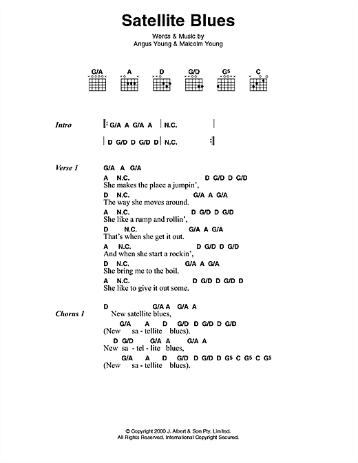 AC/DC Satellite Blues sheet music notes and chords. Download Printable PDF.