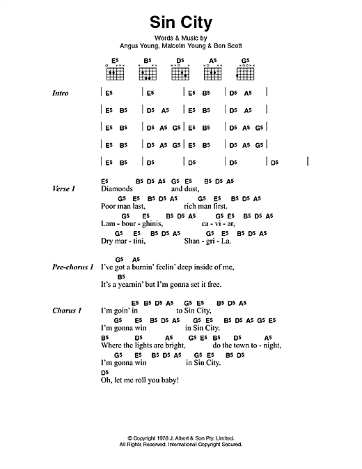 Airlines bottom Quite AC/DC "Sin City" Sheet Music PDF Notes, Chords | Rock Score Guitar Chords/ Lyrics Download Printable. SKU: 42765