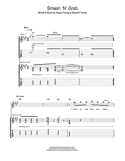 AC/DC Smash 'N' Grab sheet music notes and chords. Download Printable PDF.