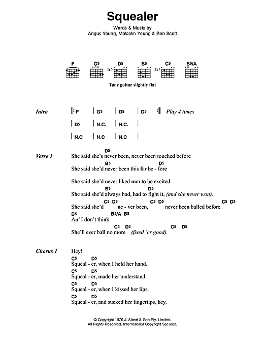 AC/DC Squealer sheet music notes and chords. Download Printable PDF.