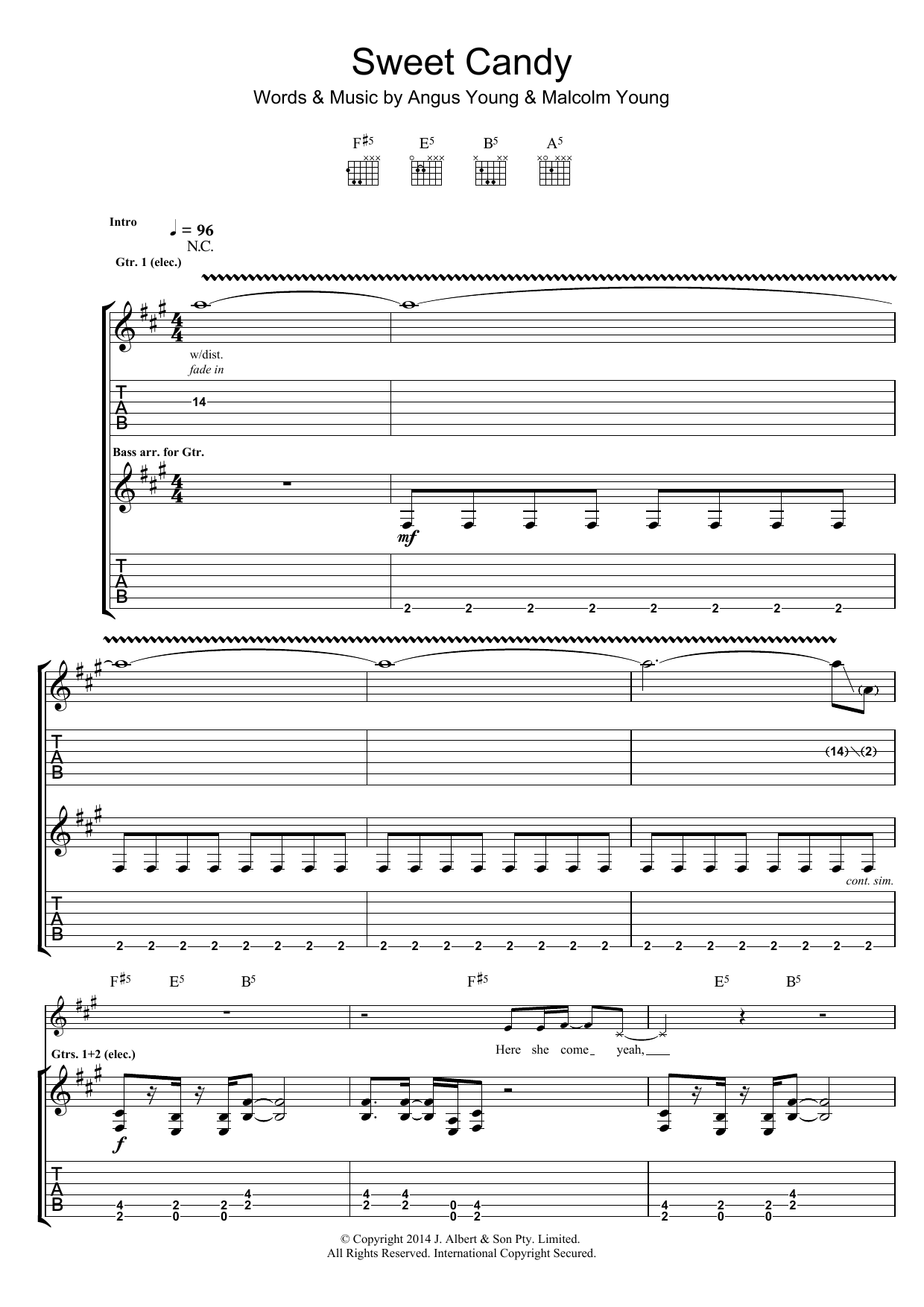 AC/DC "Sweet Candy" Sheet Music PDF Notes, Chords | Rock Score Guitar SKU: 120197