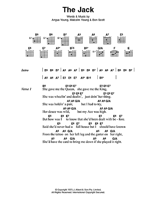 AC/DC The Jack sheet music notes and chords. Download Printable PDF.