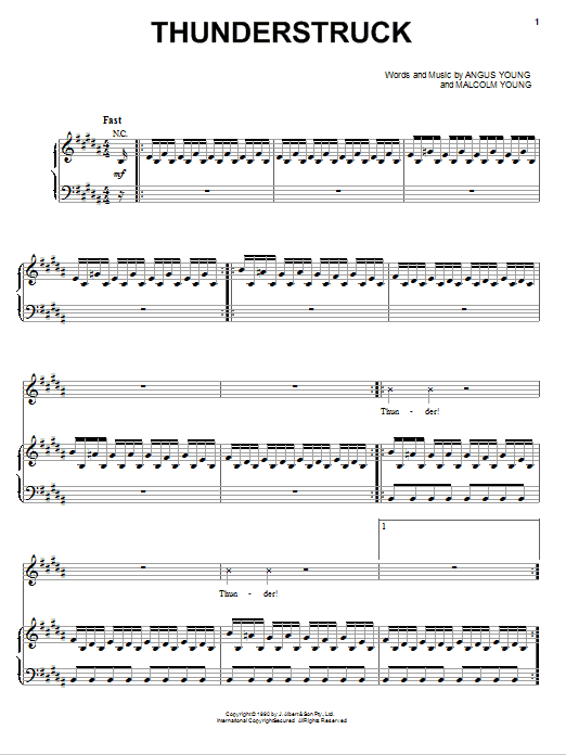 tyve Fremmedgøre afbrudt AC/DC "Thunderstruck" Sheet Music PDF Notes, Chords | Pop Score Guitar Tab ( Single Guitar) Download Printable. SKU: 88985