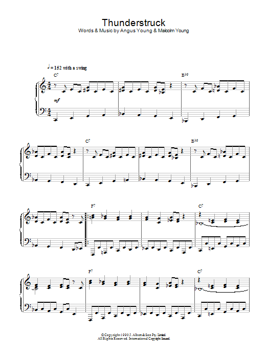 AC/DC "Thunderstruck version)" Sheet Music PDF Notes, Chords | Jazz Score Piano Solo Download Printable. SKU: 114901