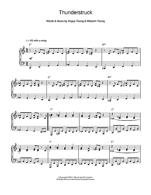 AC/DC Thunderstruck (jazz version) sheet music notes and chords. Download Printable PDF.