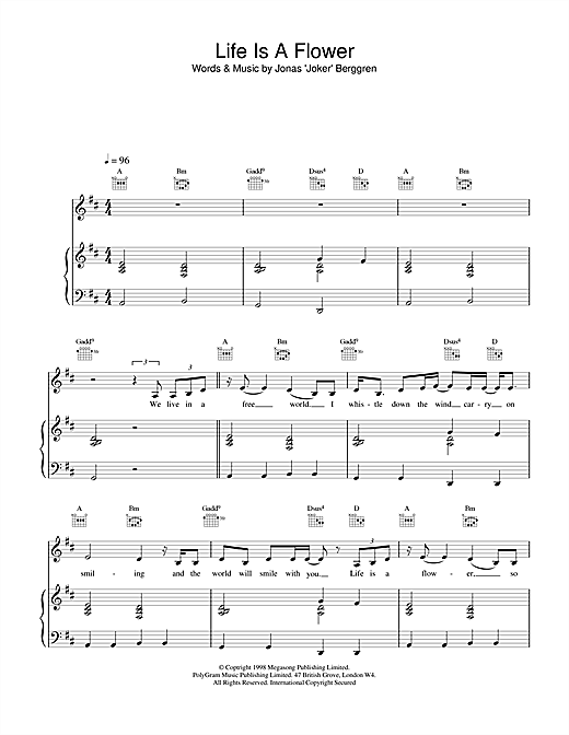 Ace Of Base Life is a Flower sheet music notes and chords. Download Printable PDF.