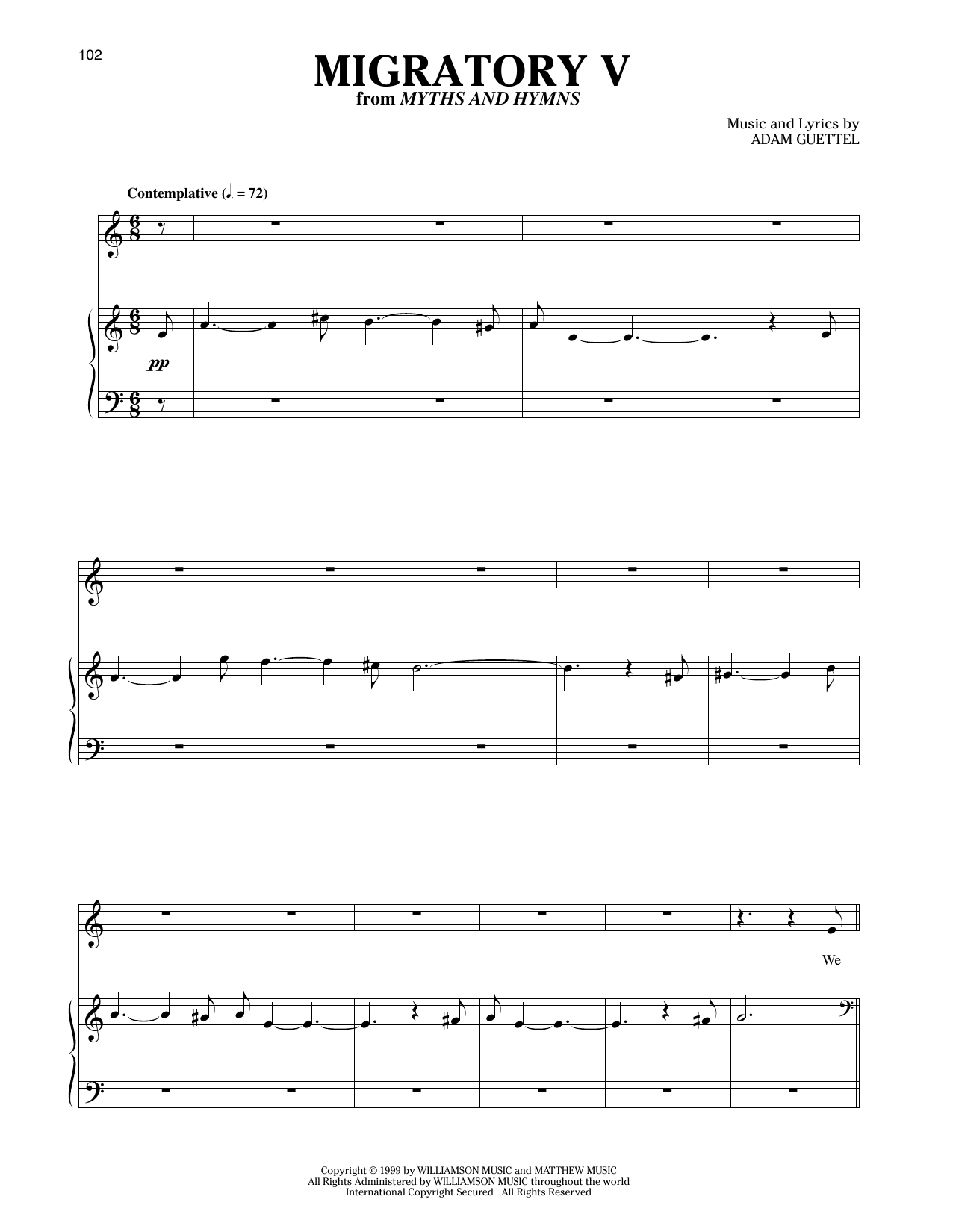 Adam Guettel Migratory V sheet music notes and chords. Download Printable PDF.