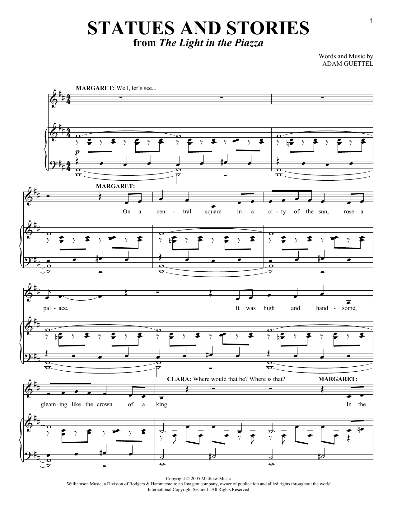 Adam Guettel Statues And Stories (from The Light In The Piazza) sheet music notes and chords. Download Printable PDF.