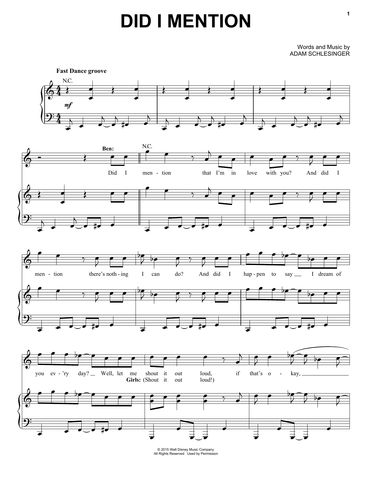 Adam Schlesinger Did I Mention (from Disney's Descendants) sheet music notes and chords. Download Printable PDF.
