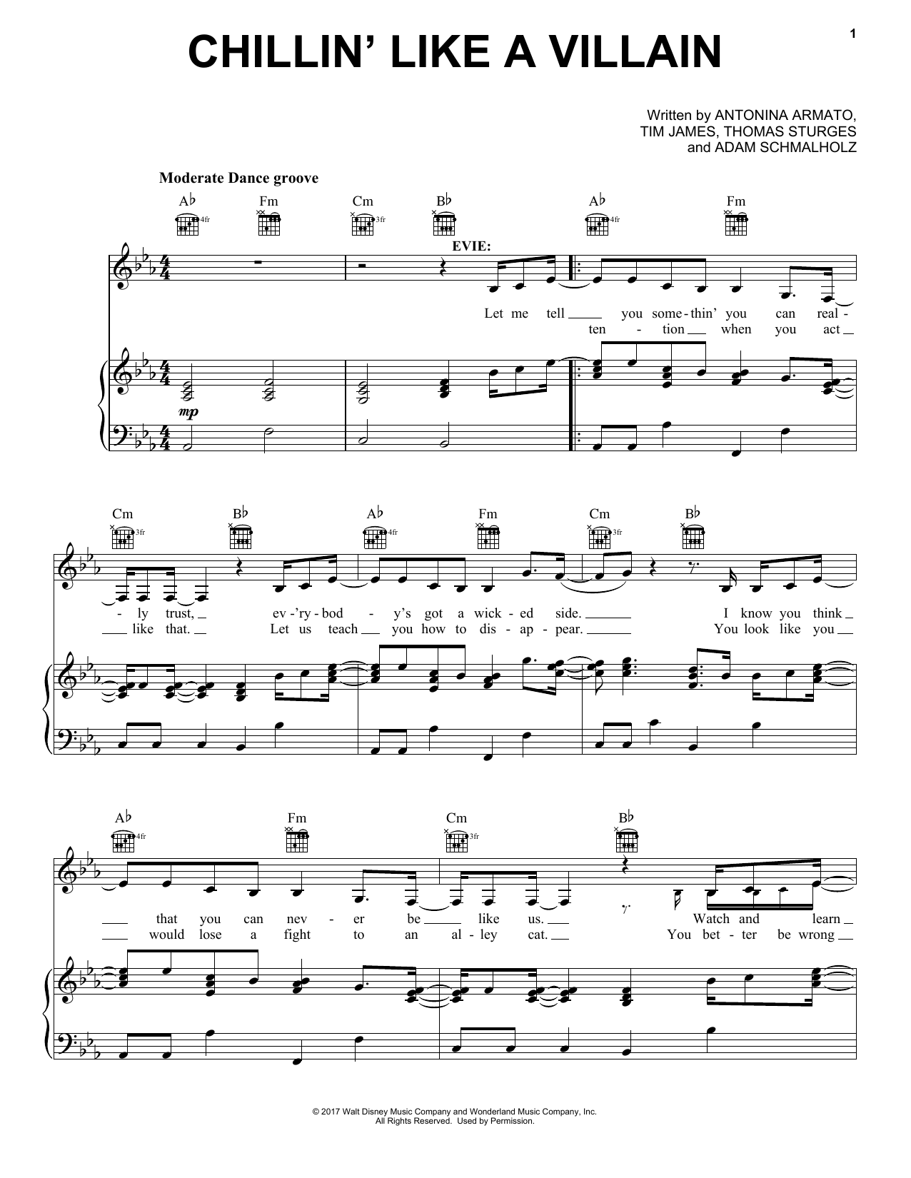 Learn to play Adam Schmalholz Chillin' Like a Villain (from Disney's Descendants 2) sheet music for Piano, Vocal & Guitar (Right-Hand Melody) in minutes. Adam Schmalholz Chillin' Like a Villain (from Disney's Descendants 2) sheet music notes and chords. Download Printable PDF.