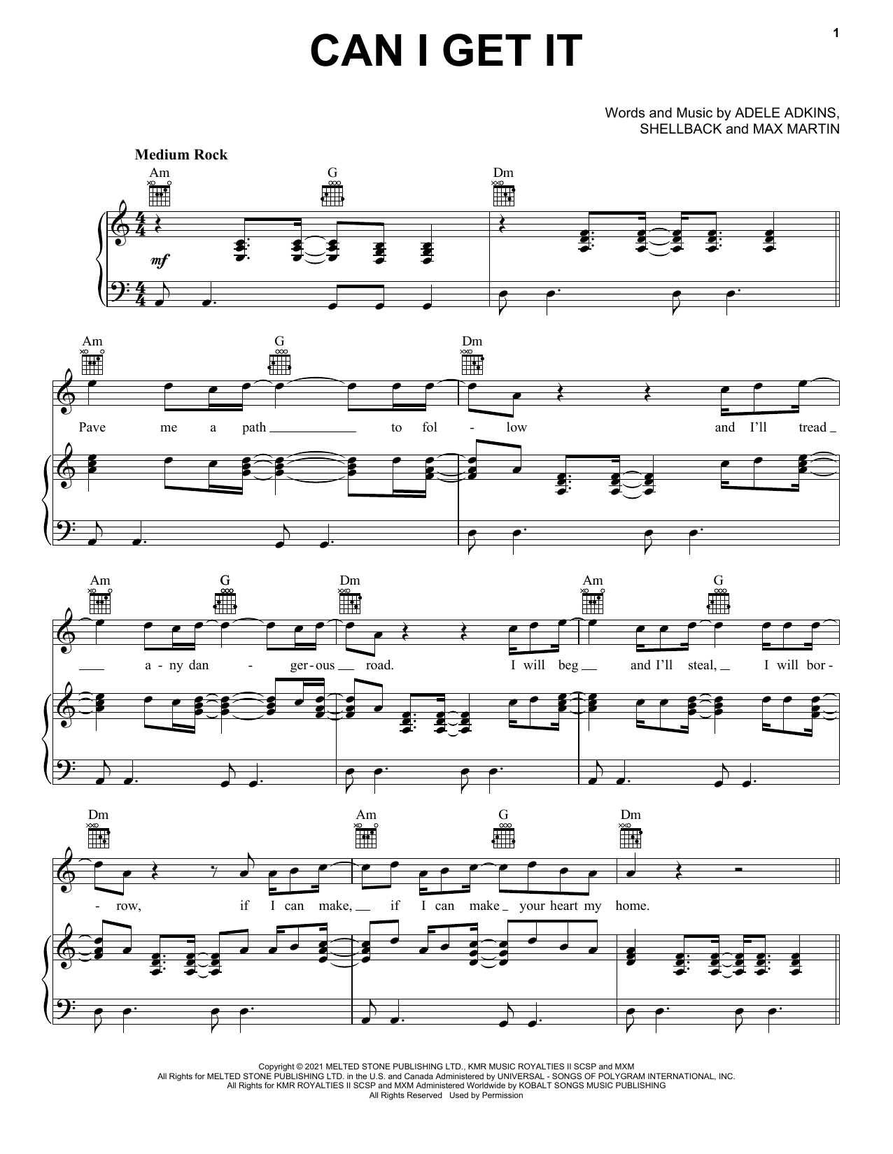 Adele Can I Get It sheet music notes and chords. Download Printable PDF.