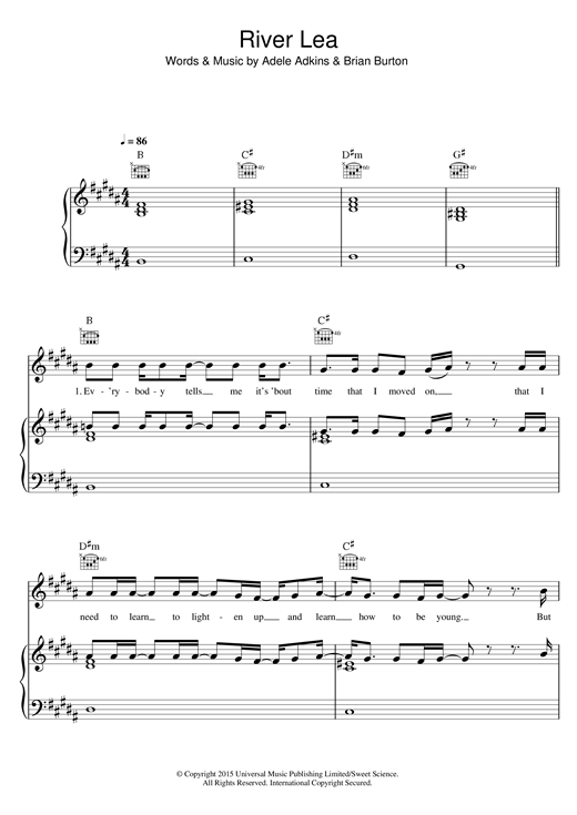 Adele River Lea sheet music notes and chords. Download Printable PDF.