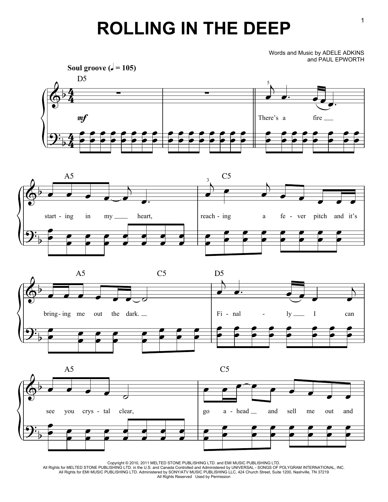 Rolling In The Deep sheet music (real book with lyrics) (PDF)