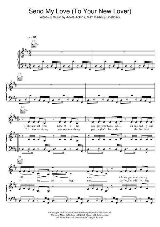 Adele Send My Love (To Your New Lover) sheet music notes and chords. Download Printable PDF.