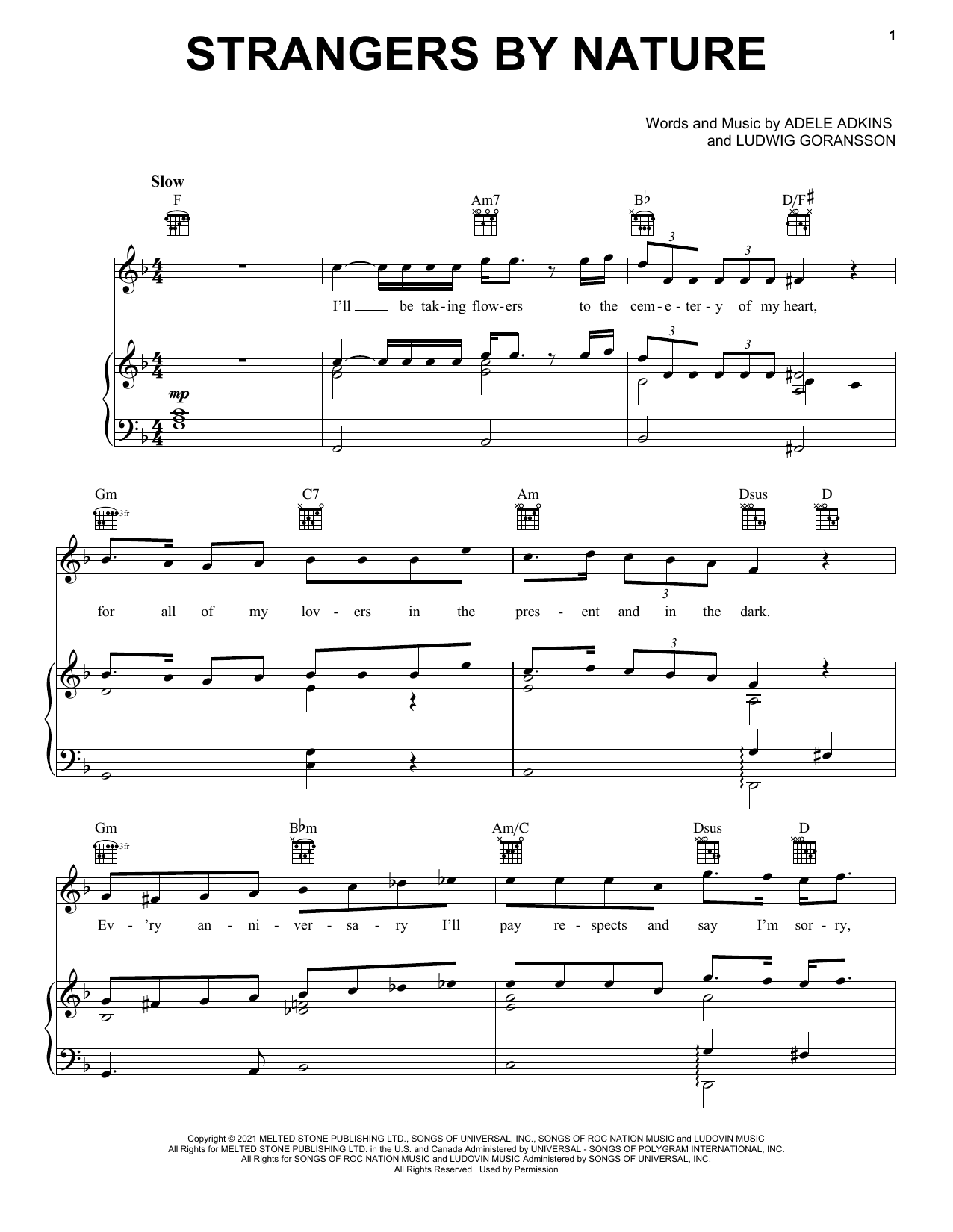 Adele Strangers By Nature sheet music notes and chords. Download Printable PDF.