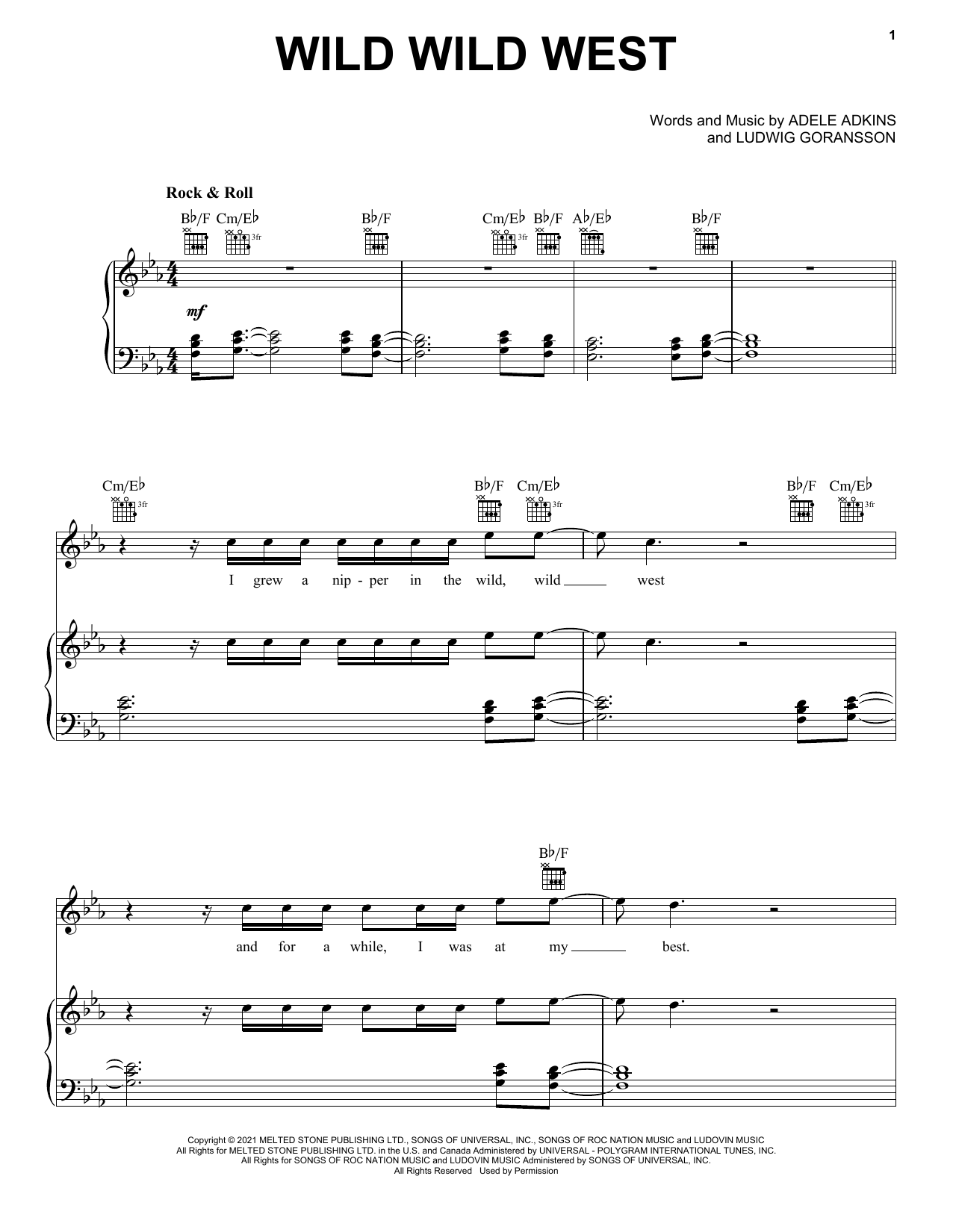Adele Wild Wild West sheet music notes and chords. Download Printable PDF.