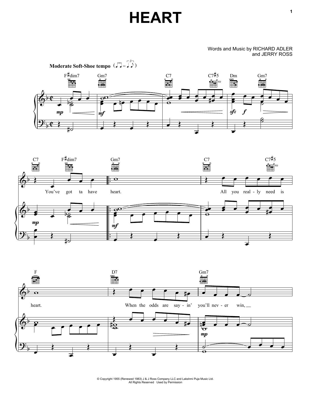 Learn to play Adler & Ross Heart sheet music for Piano, Vocal & Guitar (Right-Hand Melody) in minutes. Adler & Ross Heart sheet music notes and chords