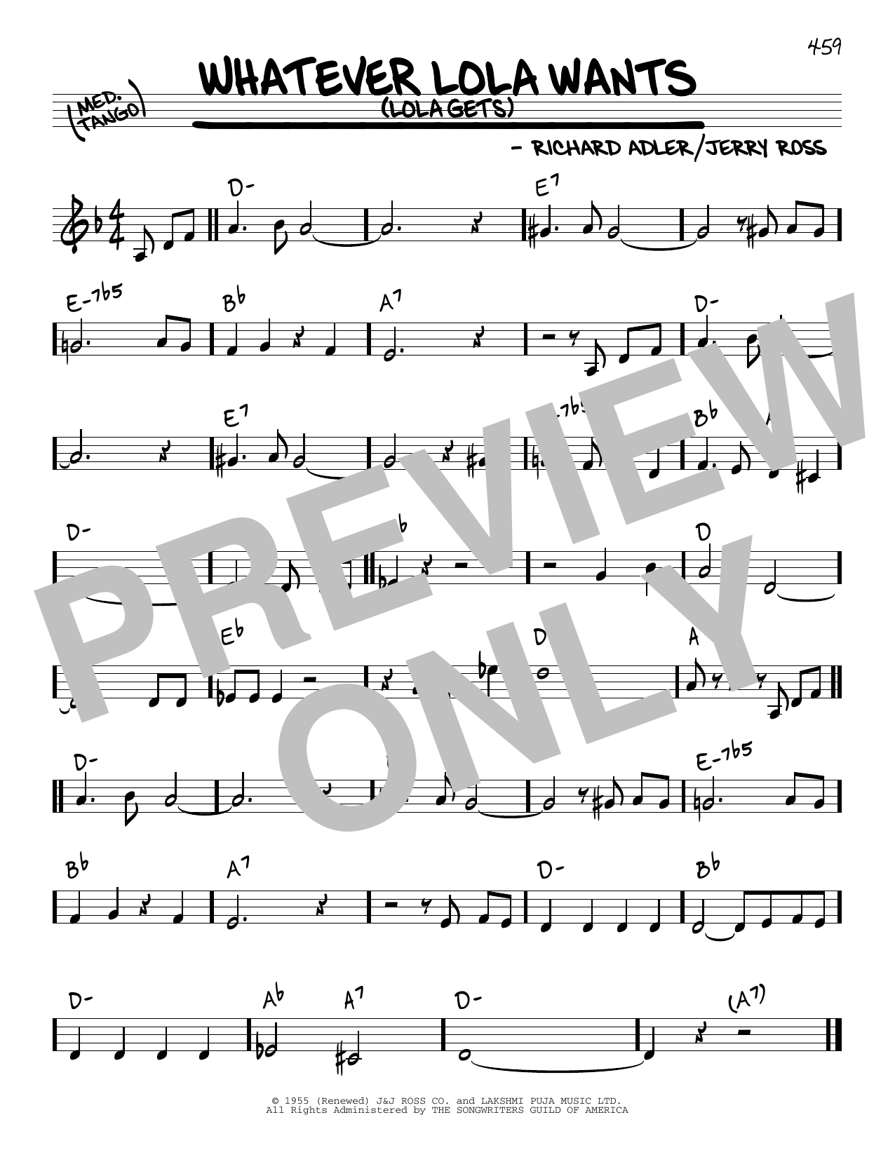 Adler And Ross Whatever Lola Wants Sheet Music For Real Book Melody Download Pdf 460554 6477