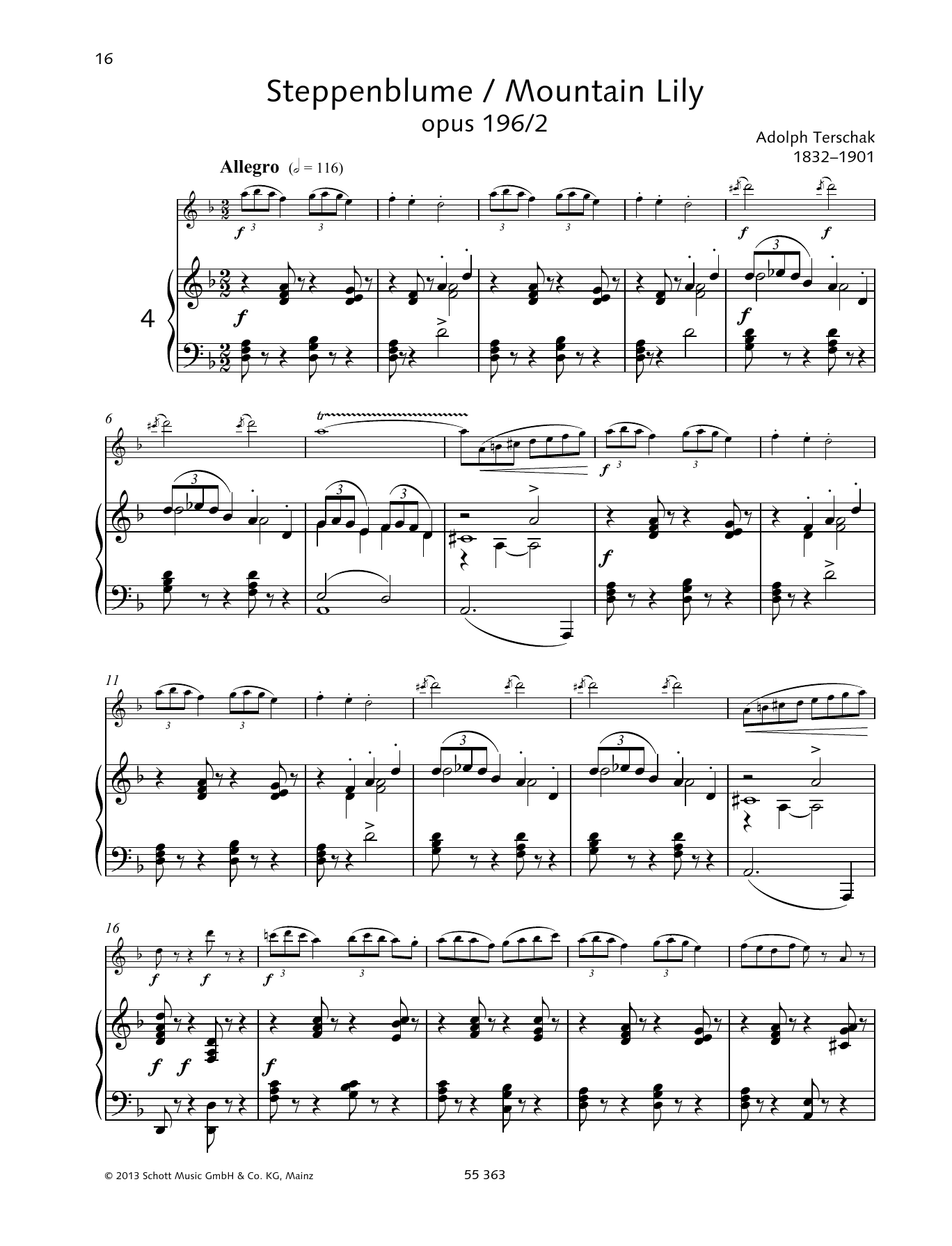 Adolf Terschak Mountain Lily sheet music notes and chords. Download Printable PDF.