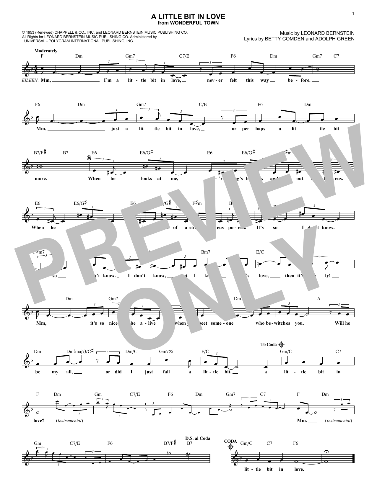 Learn to play Adolph Green A Little Bit In Love sheet music for Lead Sheet / Fake Book in minutes. Price: 5.9900$ Adolph Green A Little Bit In Love sheet music notes and chords arranged for Lead Sheet / Fake Book