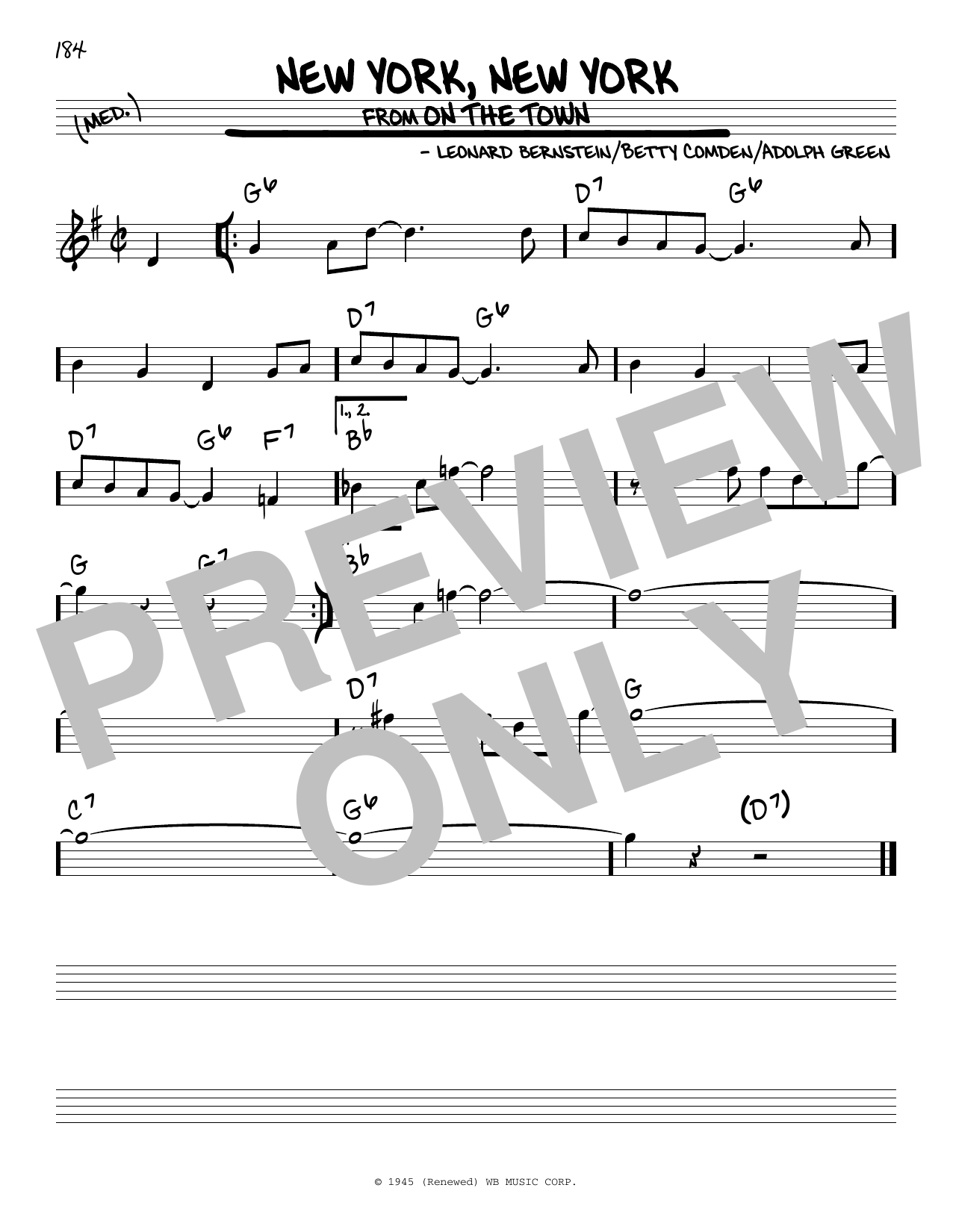 Learn to play Adolph Green New York, New York (from On the Town) sheet music for Real Book – Melody & Chords in minutes. Adolph Green New York, New York (from On the Town) sheet music notes and chords. Download Printable PDF.