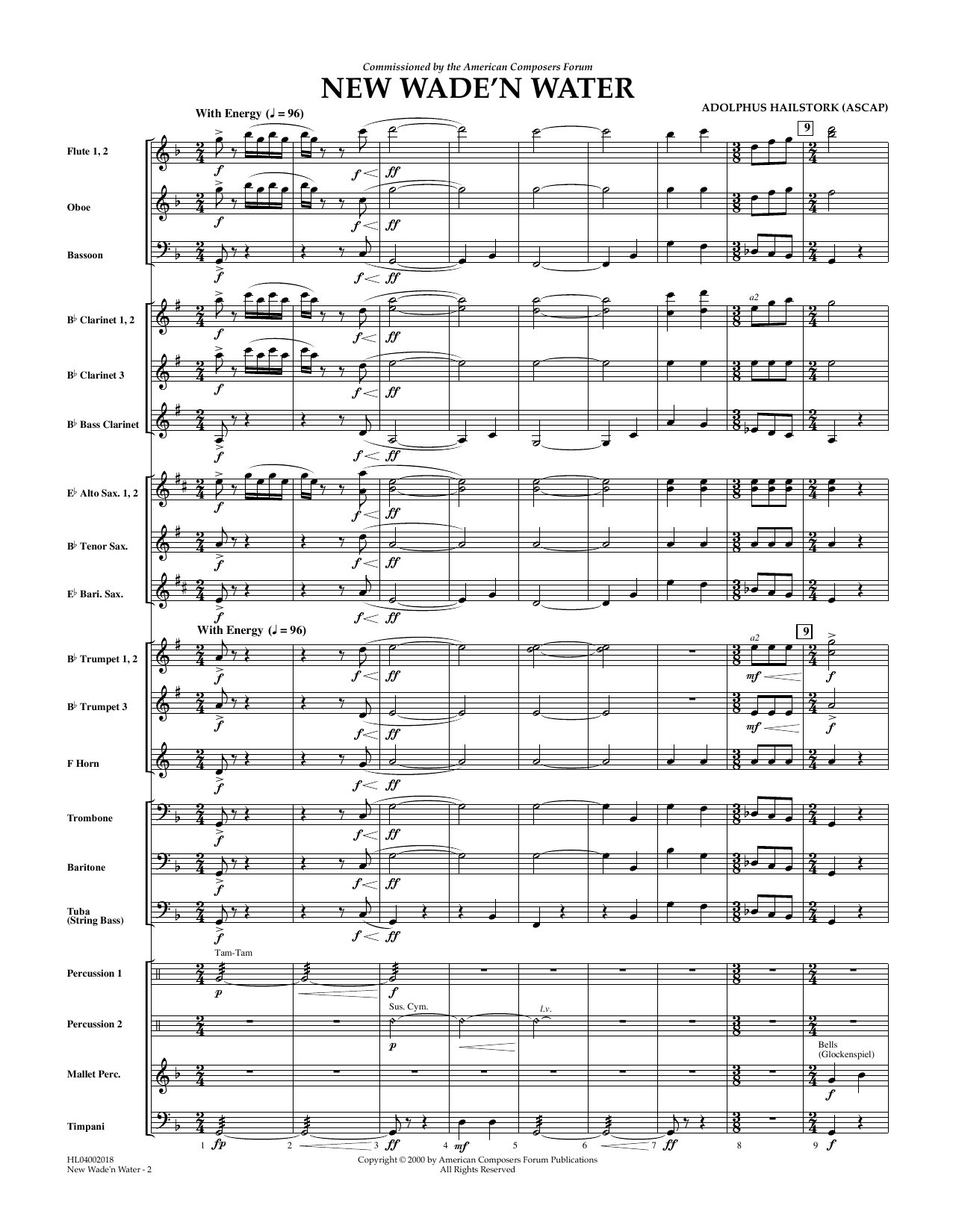 Learn to play Adolphus Hailstork New Wade 'n Water - Full Score sheet music for Concert Band in minutes. Price: 11.9700$ Adolphus Hailstork New Wade 'n Water - Full Score sheet music notes and chords arranged for Concert Band