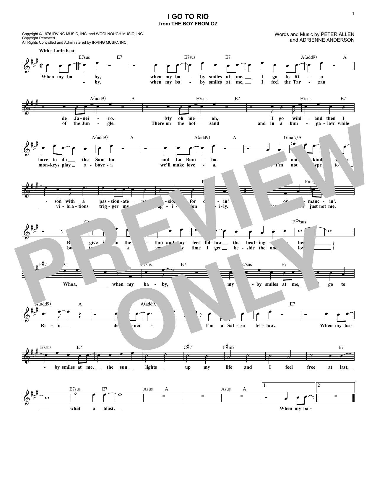 Learn to play Adrienne Anderson I Go To Rio sheet music for Lead Sheet / Fake Book in minutes. Price: 5.9900$ Adrienne Anderson I Go To Rio sheet music notes and chords arranged for Lead Sheet / Fake Book