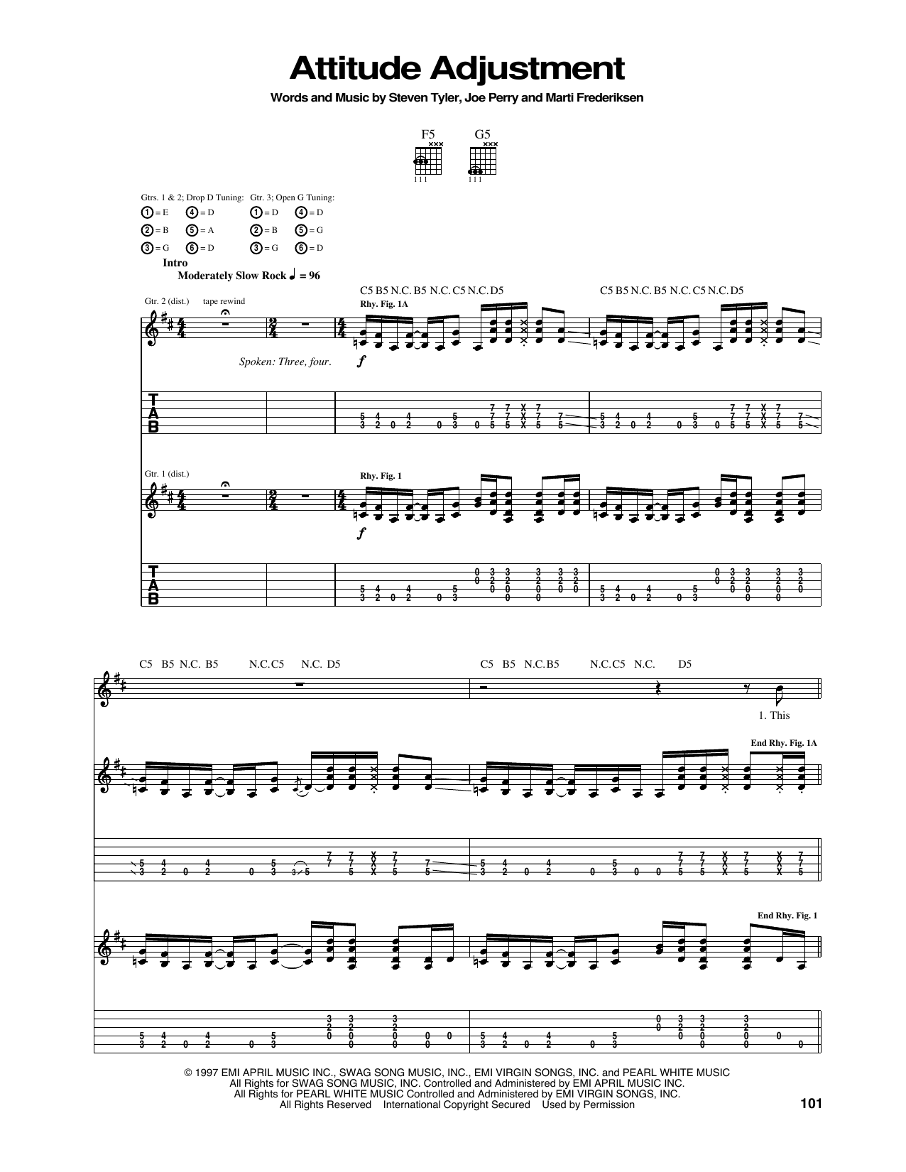 Aerosmith Attitude Adjustment sheet music notes and chords. Download Printable PDF.