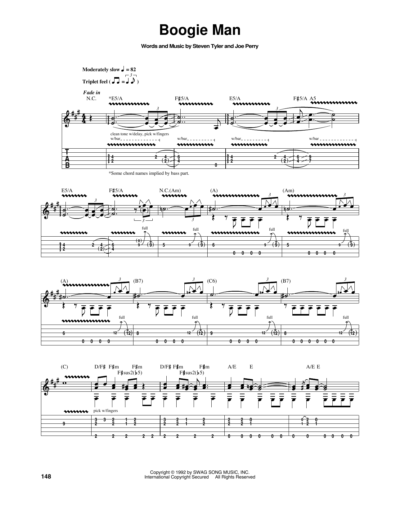 Aerosmith Boogie Man sheet music notes and chords. Download Printable PDF.