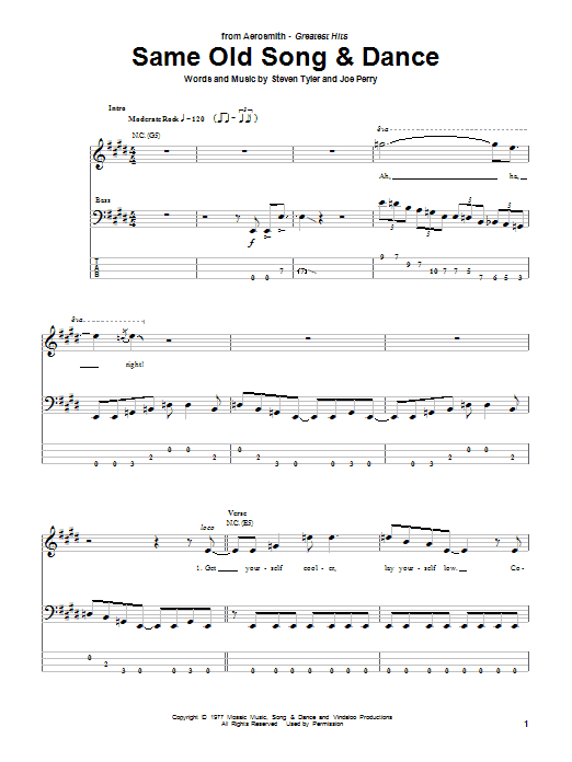 Aerosmith Same Old Song And Dance sheet music notes and chords. Download Printable PDF.