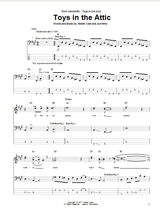 Aerosmith Toys In The Attic sheet music notes and chords. Download Printable PDF.