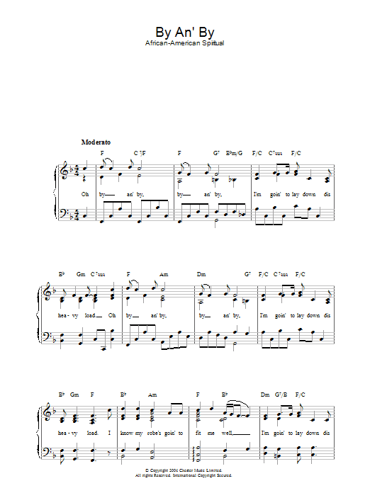 African-American Spiritual By An' By sheet music notes and chords. Download Printable PDF.