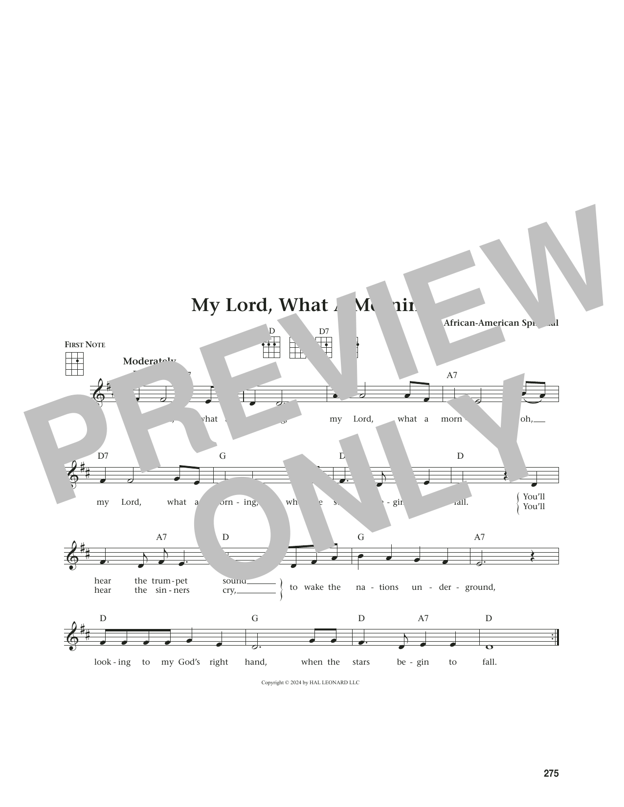 African American Spiritual My Lord, What A Morning (from The Daily Ukulele) (arr. Jim Beloff) sheet music notes and chords. Download Printable PDF.