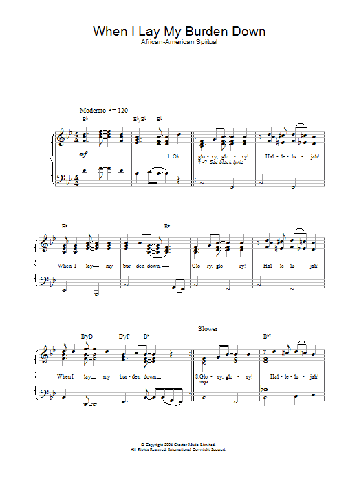 African-American Spiritual When I Lay My Burden Down sheet music notes and chords. Download Printable PDF.