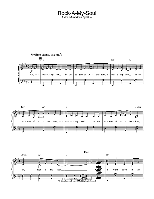 Learn to play African-American Spiritual Rock-A-My-Soul sheet music for Piano & Vocal in minutes. African-American Spiritual Rock-A-My-Soul sheet music notes and chords. Download Printable PDF.