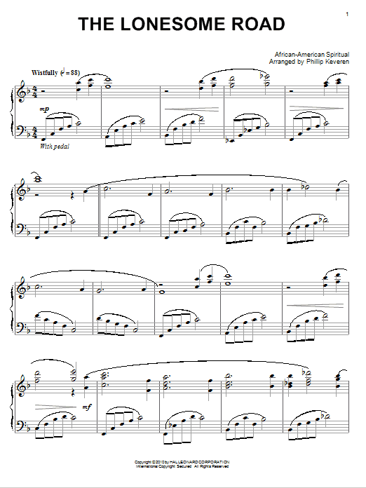 African-American Spiritual The Lonesome Road sheet music notes and chords. Download Printable PDF.