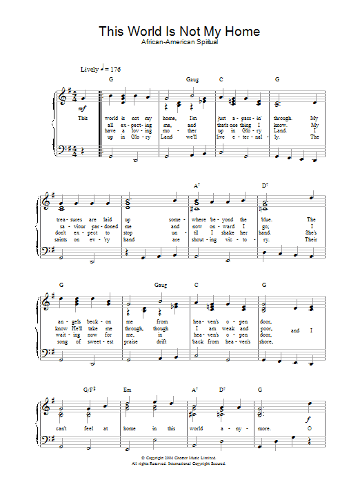 African-American Spiritual This World Is Not My Home sheet music notes and chords. Download Printable PDF.