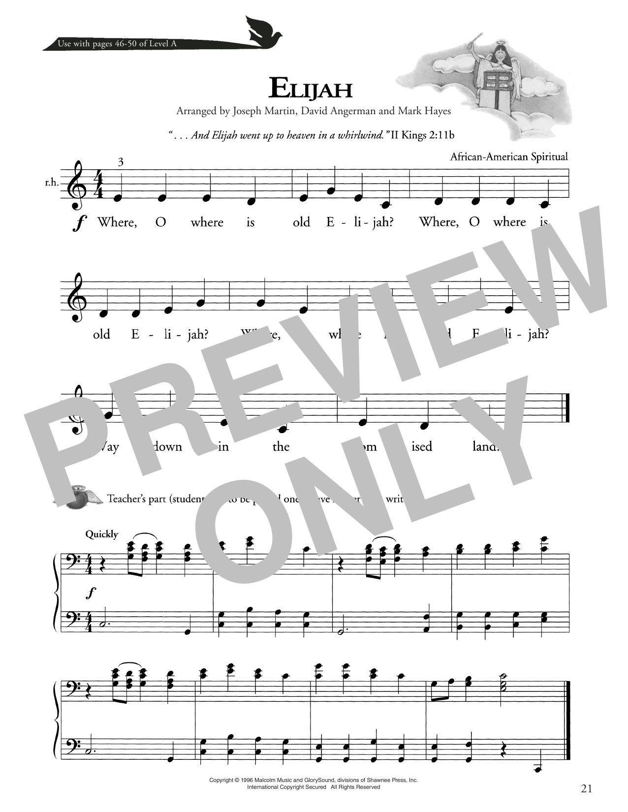 African American Spiritual Elijah sheet music notes and chords. Download Printable PDF.