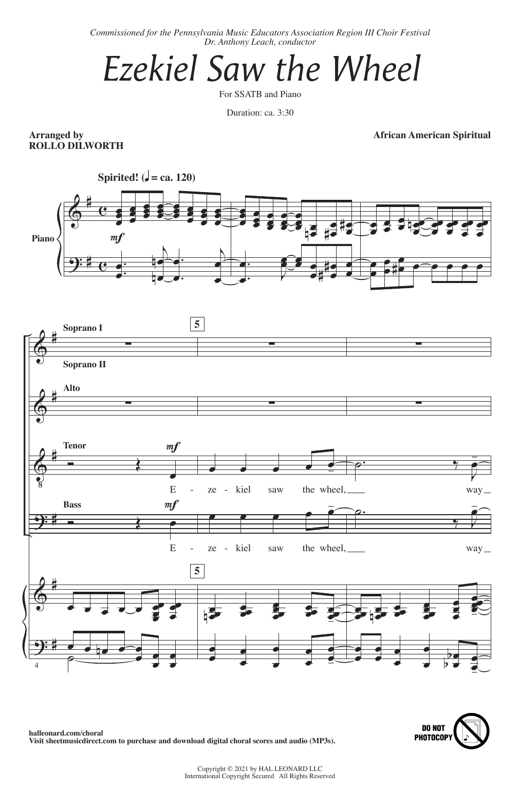 African American Spiritual Ezekial Saw The Wheel (arr. Rollo Dilworth) sheet music notes and chords arranged for SATB Choir