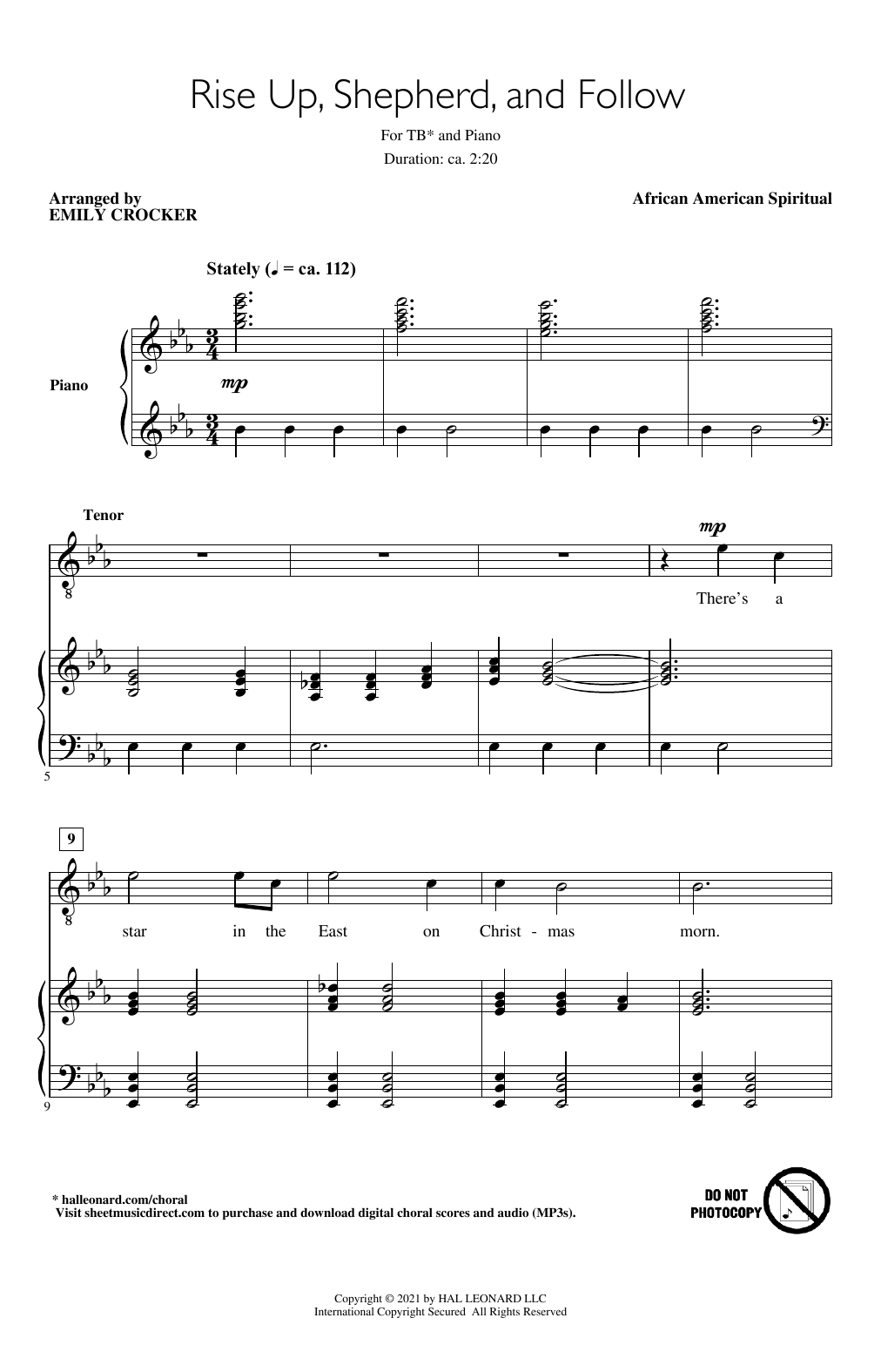 African American Spiritual Rise Up, Shepherd, And Follow (arr. Emily Crocker) sheet music notes and chords. Download Printable PDF.