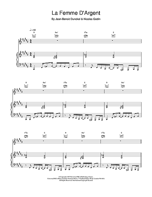 Air La Femme D'Argent sheet music notes and chords. Download Printable PDF.
