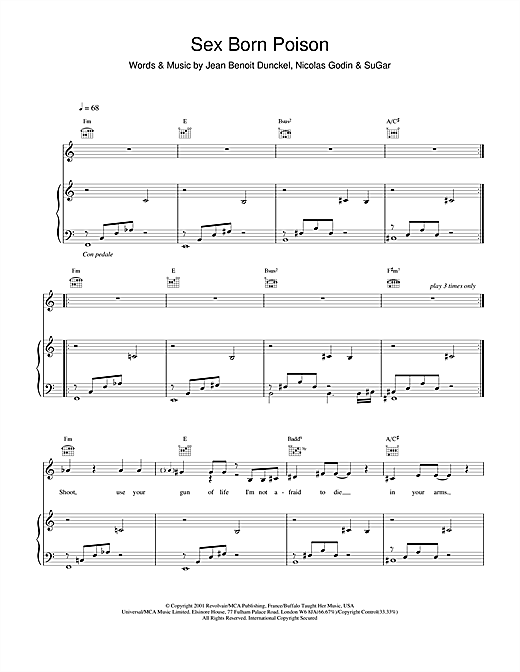 Air Sex Born Poison sheet music notes and chords. Download Printable PDF.