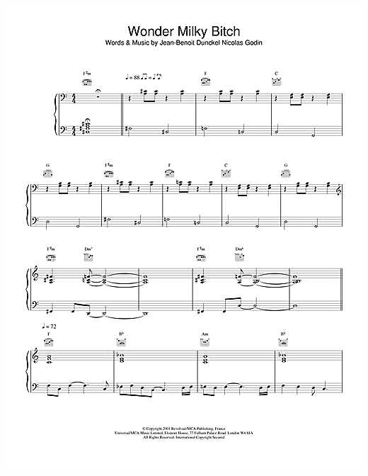 Air Wonder Milky Bitch sheet music notes and chords. Download Printable PDF.