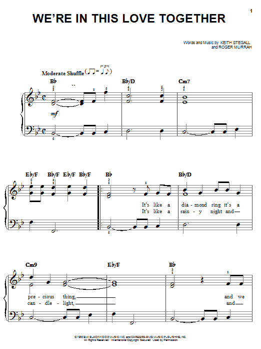 Al Jarreau We're In This Love Together sheet music notes and chords. Download Printable PDF.