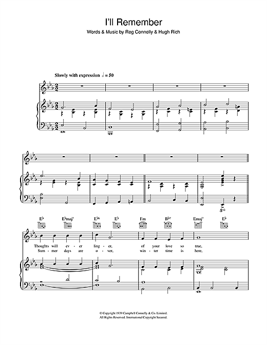 Al Bowlly I'll Remember sheet music notes and chords. Download Printable PDF.