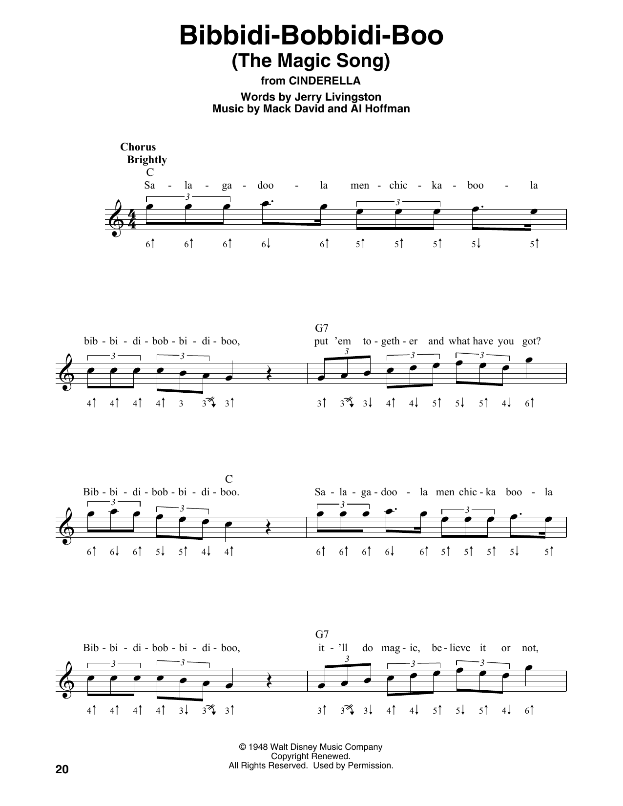 Al Hoffman Bibbidi Bobbidi Boo The Magic Song Sheet Music Pdf