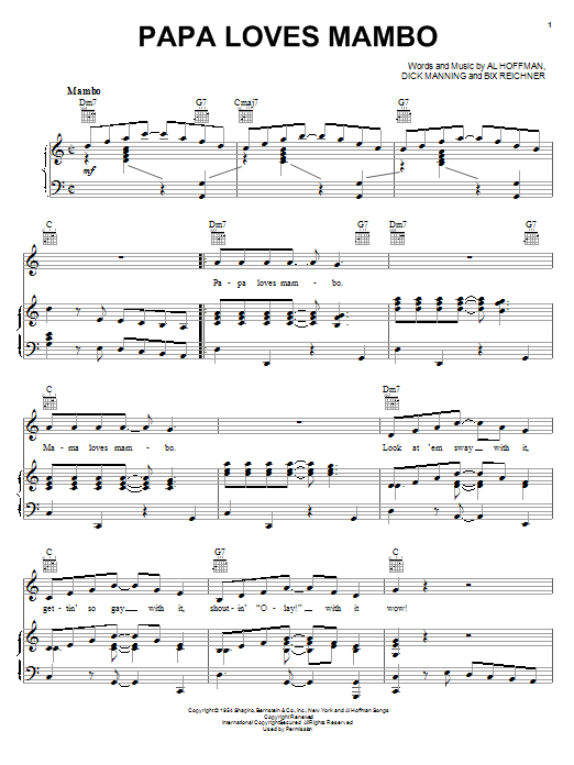 Learn to play Al Hoffman Papa Loves Mambo sheet music for Piano, Vocal & Guitar (Right-Hand Melody) in minutes. Al Hoffman Papa Loves Mambo sheet music notes and chords