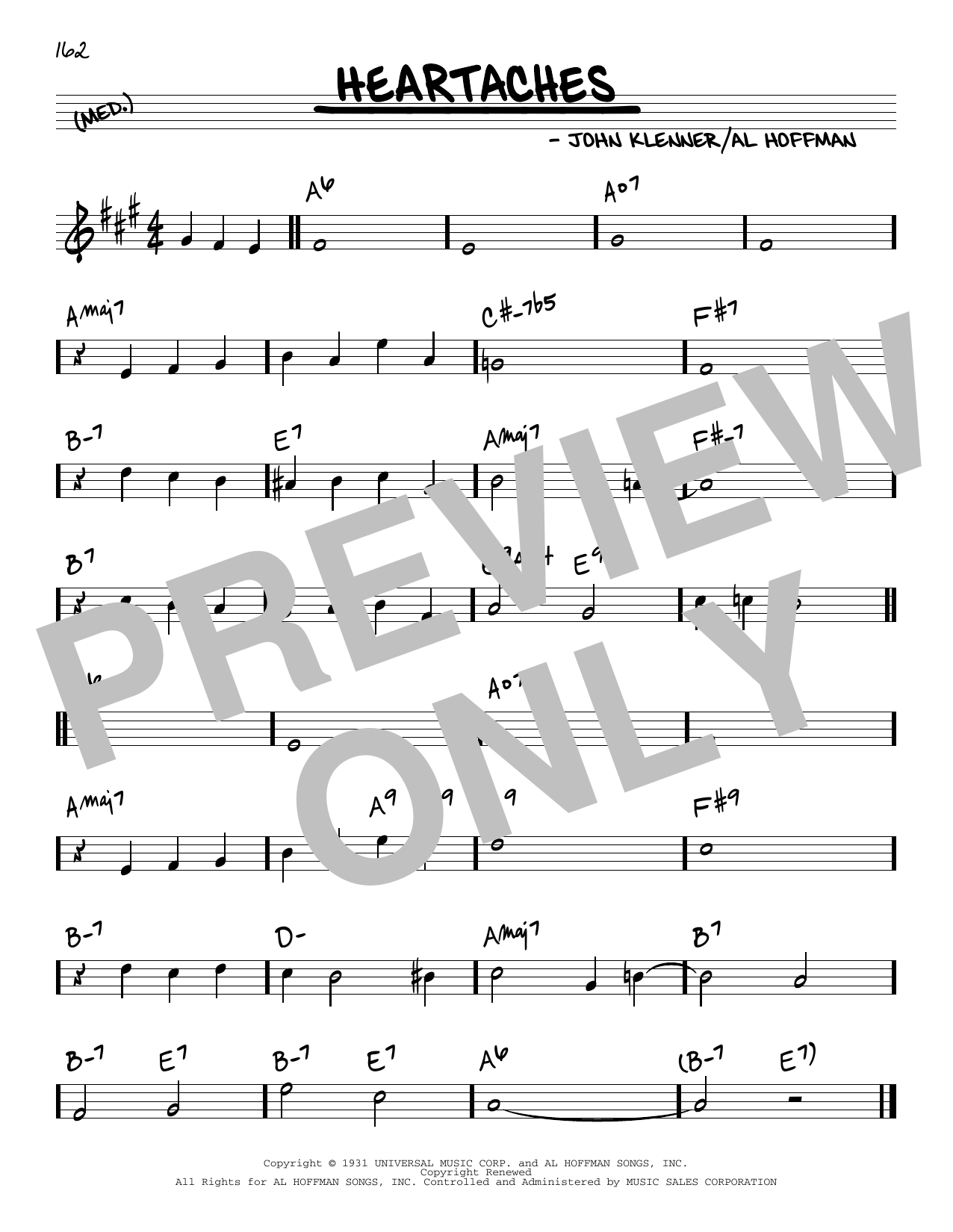 Learn to play Al Hoffman and John Klenner Heartaches sheet music for Real Book – Melody & Chords in minutes. Al Hoffman and John Klenner Heartaches sheet music notes and chords. Download Printable PDF.