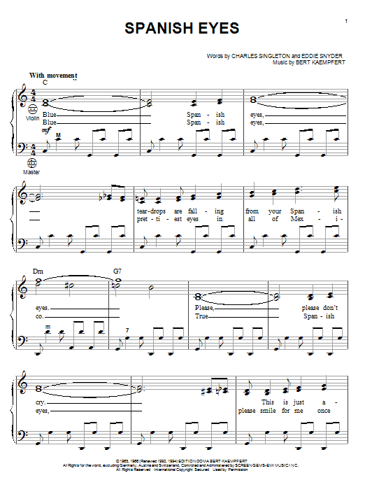 Al Martino Spanish Eyes sheet music notes and chords. Download Printable PDF.