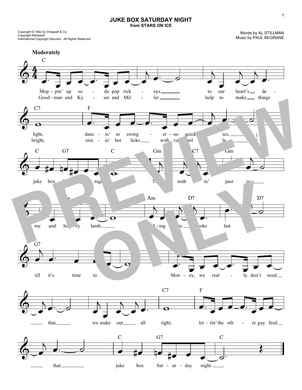 Learn to play Al Stillman Juke Box Saturday Night sheet music for Easy Lead Sheet / Fake Book in minutes. Price: 5.9900$ Al Stillman Juke Box Saturday Night sheet music notes and chords arranged for Easy Lead Sheet / Fake Book